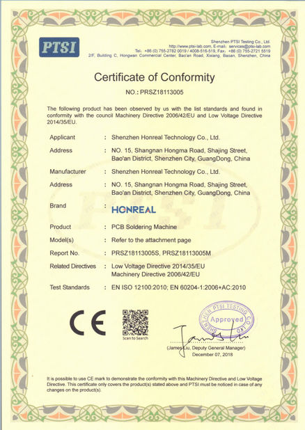 Cina Shenzhen Honreal Technology Co.,Ltd Sertifikasi